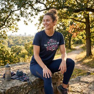 WOMENS Warrior T Shirt Pink Ribbon Breast Cancer Awareness Fight Tee T-Shirt, L